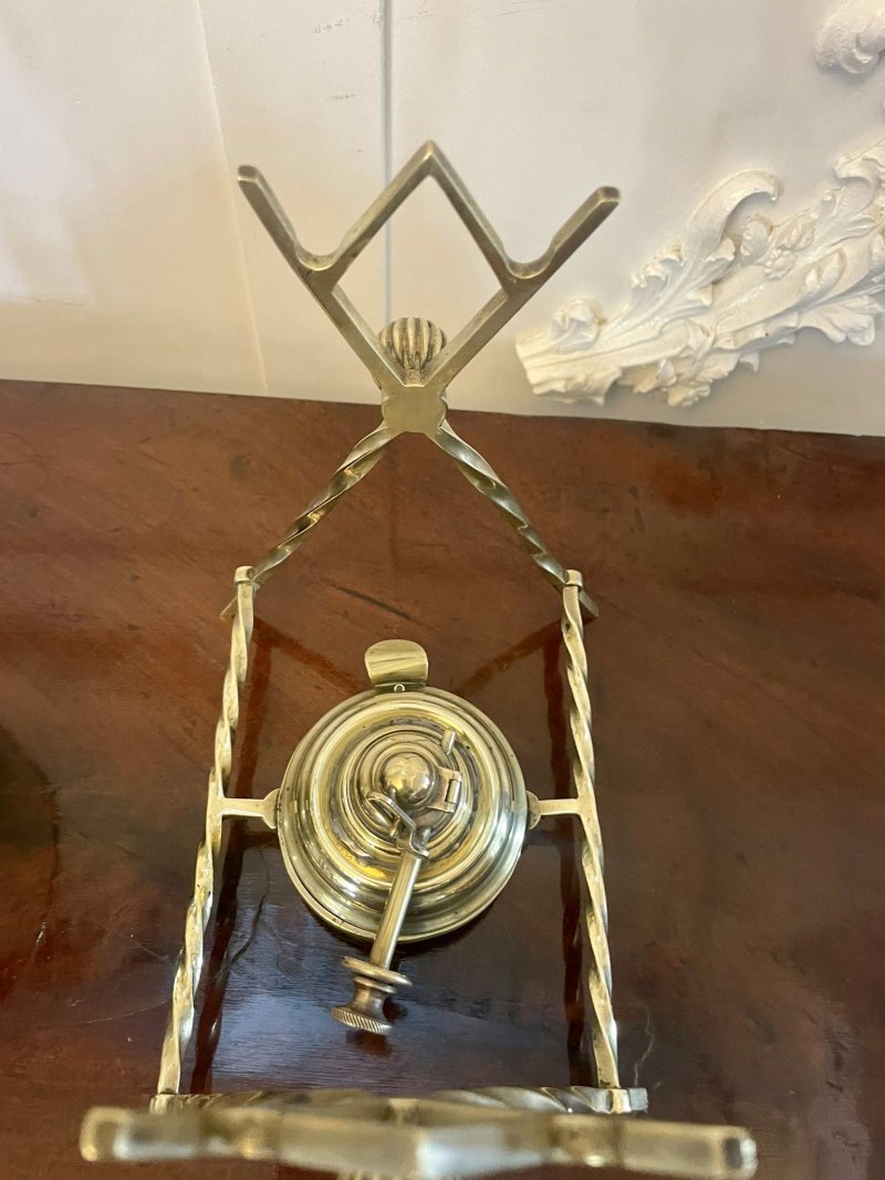 Antique Victorian Quality Brass Spirit Kettle on Stand - Image 6